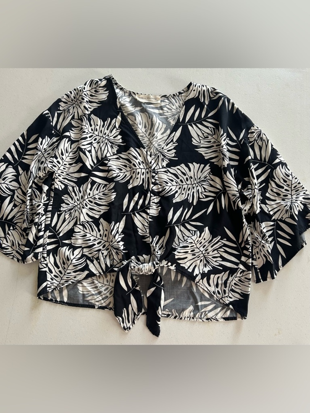 Tropical Print front tie women’s blouse by Cookie Clothing Company Hawaii.